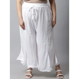TAG 7 PLUS Women White Flared Ethnic Palazzos-picture-41