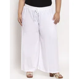 TAG 7 PLUS Women White Solid Flared Fit Palazzo-picture-28