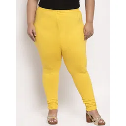 TAG 7 PLUS Women Yellow Solid Plus Size Ankle-Length Leggings-picture-41