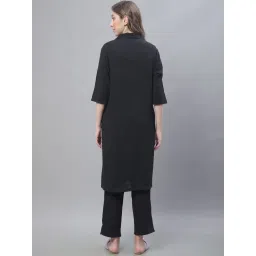 TAG 7 Black Solid Top & Pant With Shrug Set image 2