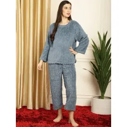 TAG 7 Blue Self Design Woolen Pullover With Pyjamas-picture-11