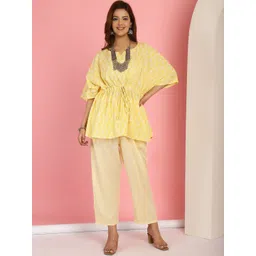 TAG 7 Floral Printed V-Neck Pure Cotton Tunic With Trousers-picture-33