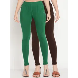 TAG 7 Pack of 2 Green & Brown Ankle Length Leggings-picture-32