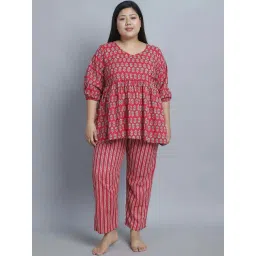 TAG 7 Pink Cotton Printed Top Pyjamas Set-picture-45