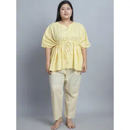 TAG 7 Plus Size Floral Printed Pure Cotton Kaftan & Pyjama-picture-34