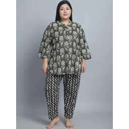 TAG 7 Plus Size Floral Printed Pure Cotton Night suit-picture-27