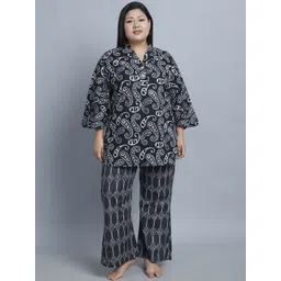 TAG 7 Plus Size Paisley Printed Pure Cotton Kurti & Pyjama-picture-19