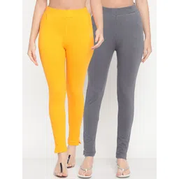 TAG 7 Set Of 2 Grey & Yellow Cotton Leggings-picture-25