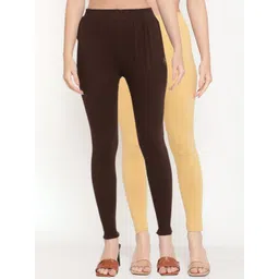 TAG 7 Women Beige & Brown Solid Ankle-Length Leggings Pack Of 2-picture-40