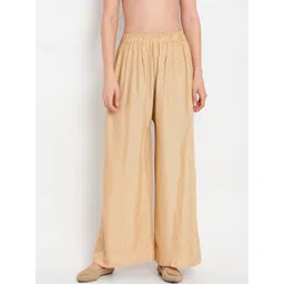 TAG 7 Women Beige Solid Flared Palazzos-picture-28