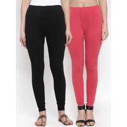 TAG 7 Women Black Pack Of 2 Solid Churidar-Length Leggings-image-19