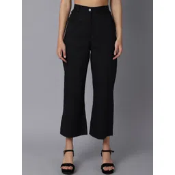 TAG 7 Women Black Smart Flared Trousers-picture-42