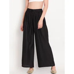 TAG 7 Women Black Solid Flared Palazzos-picture-28