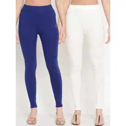 TAG 7 Women Blue & Off- White Pack of 2 Straight Fit Ankle-Length Leggings-picture-22