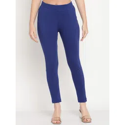 TAG 7 Women Blue Solid Ankle-Length Leggings-picture-25