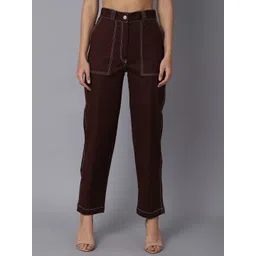 TAG 7 Women Brown Smart Straight Fit Trousers-picture-31