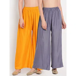 TAG 7 Women Grey & Yellow Set of 2 Flared Ethnic Palazzos-picture-21