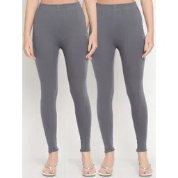 TAG 7 Women Grey Pack of 2 Solid Straight-Fit Ankle Length Leggings-picture-24