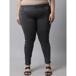 TAG 7 Women Grey Plus Size Solid Ankle-Length Leggings-picture-22