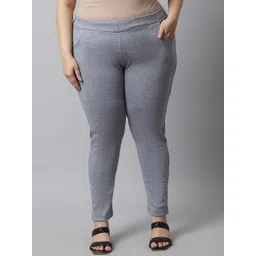 TAG 7 Women Grey Plus size Solid Ankle-Length Leggings-picture-22