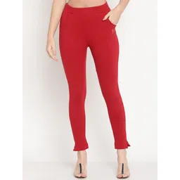 TAG 7 Women Maroon Solid Ankle-Length Leggings-picture-42