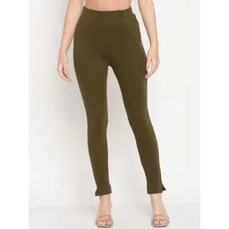 TAG 7 Women Olive Green Solid Ankle-Length Leggings-picture-38