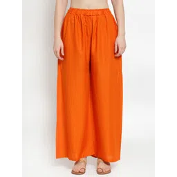 TAG 7 Women Orange Solid Wide Leg Palazzos-picture-15