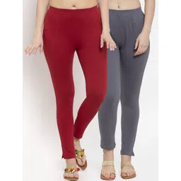 TAG 7 Women Pack Of 2 Solid Ankle-Length Leggings-picture-40