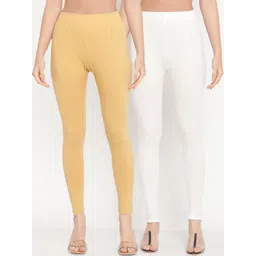 TAG 7 Women Pack Of 2 Solid Comfort Fit Ankle-Length Cotton Leggings-picture-25