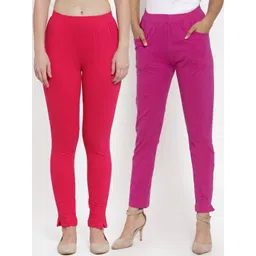 TAG 7 Women Pack Of 2 Solid Straight-Fit Ankle-Length Leggings-picture-12