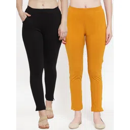 TAG 7 Women Pack Of 2 Solid Straight-Fit Ankle-Length Leggings image 1