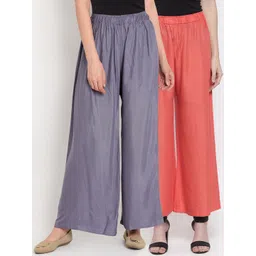 TAG 7 Women Pack Of 2 Solid Straight Palazzos-picture-27