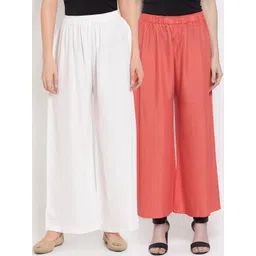 TAG 7 Women Pack Of 2 Solid Straight Palazzos-picture-30