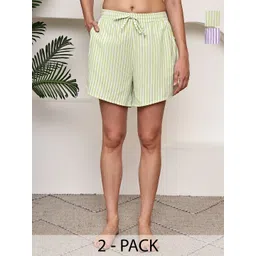 TAG 7 Women Pack of 2 Striped Lounge Shorts-picture-11