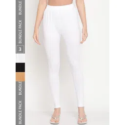TAG 7 Women Pack Of 3 Cotton Ankle-Length Leggings-picture-16