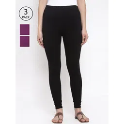 TAG 7 Women Pack Of 3 Solid Churidar-Length Leggings-picture-23