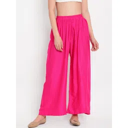 TAG 7 Women Pink Solid Flared Palazzos-picture-29