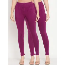 TAG 7 Women Purple Pack of 2 Solid Straight-Fit Ankle Length Leggings-picture-15