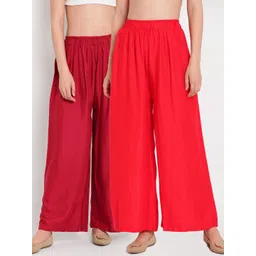 TAG 7 Women Red & Maroon Set of 2 Flared Ethnic Palazzos-picture-12
