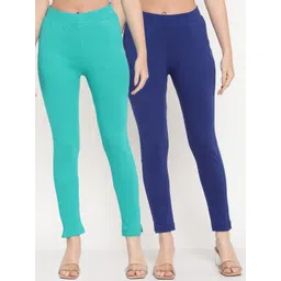 TAG 7 Women Set of 2 Blue Ankle Length Leggings-picture-18