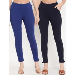 TAG 7 Women Set of 2 Navy Blue Ankle Length Leggings-picture-27
