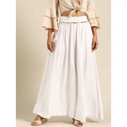 TAG 7 Women White Solid Flared Palazzos-picture-40