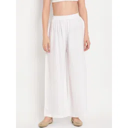 TAG 7 Women White Solid Straight Palazzos-picture-24