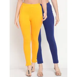 TAG 7 Women Yellow & Blue Pack of 2 Straight Fit Ankle-Length Leggings-picture-13