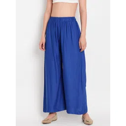 TAG 7 Women Yellow & Blue Set of 2 Flared Ethnic Palazzos image 4