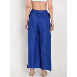 TAG 7 Women Yellow & Blue Set of 2 Flared Ethnic Palazzos image 5