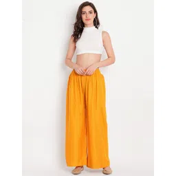 TAG 7 Women Yellow & Blue Set of 2 Flared Ethnic Palazzos image 3