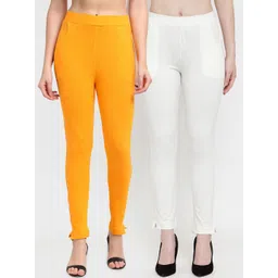TAG 7 Women Yellow & Off-White Pack of 2 Leggings-picture-26