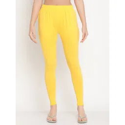 TAG 7 Women Yellow Solid Comfort Fit Ankle Length Leggings-picture-36
