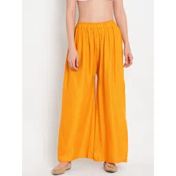 TAG 7 Women Yellow Solid Flared Palazzos-picture-29
